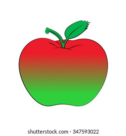 Vector cartoon apple on white background.