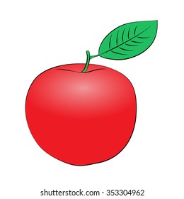 Vector cartoon apple on white background.