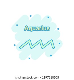 Vector cartoon aquarius zodiac icon in comic style. Astrology sign illustration pictogram. Aquarius horoscope business splash effect concept.