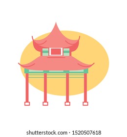 Vector Cartoon Asian Building Icon Illustration Isolated