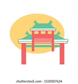 Vector Cartoon Asian Building Icon Illustration Isolated