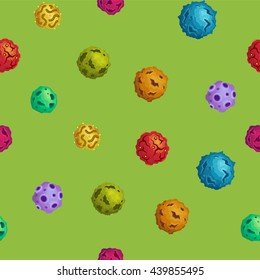 Vector cartoon asteroids seamless background in flat style