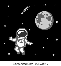 vector cartoon astronaut in the space