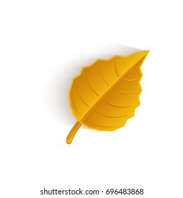 vector cartoon autumn fallen oak leaf isolated icon symbol. Illustration on a white background. Autumn object concept