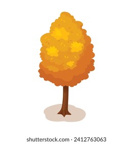 Dibujo vectorial árboles otoñales y arbustos de la planta forestal amarilla.