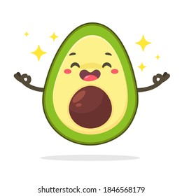 Vector cartoon avocado cut in half Isolated on white background Healthy weight loss ideas
