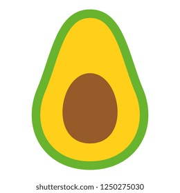 Vector Cartoon Avocado Icon Isolated On White Background