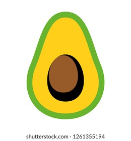 Vector Cartoon Avocado Icon Isolated On White Background