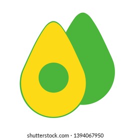 Vector Cartoon Avocado Icon Isolated Illustration