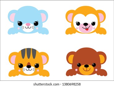 Vector cartoon baby animals.