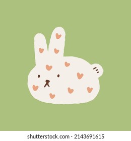 Vector cartoon baby girl rabbit, little Easter cute bunny childish illustration