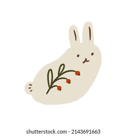 Vector cartoon baby girl rabbit, little Easter cute bunny childish illustration