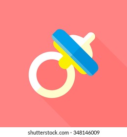 vector cartoon baby pacifier with shadow / flat icon