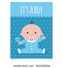 Vector cartoon of baby shower card design. vector graphic illustration. Individually on awhite background.
