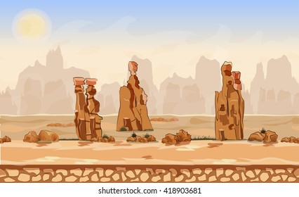 vector cartoon  background desert  for games