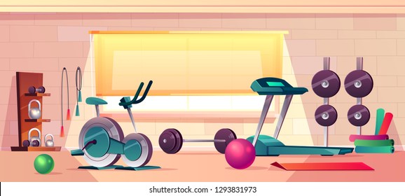 Vector Cartoon Background Gym Big Window Stock Vector (Royalty Free ...