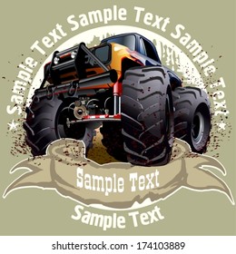 Vector Cartoon background with monstertruck. EPS-10 with transparency effects for one-click repaint 