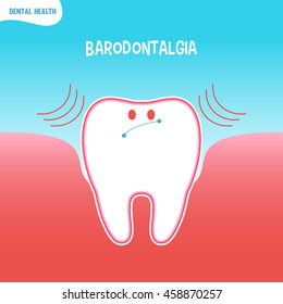 Vector cartoon bad tooth icon with baradontalgia. Design for dental clinic