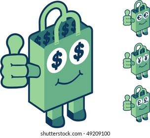 vector cartoon bag character collection - money bag