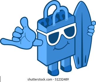 Vector Cartoon bag character collection - surfer bag