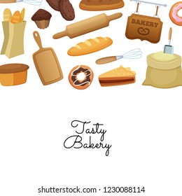 Vector cartoon bakery background illustration web banner
