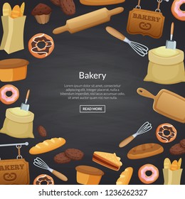 Vector cartoon bakery background illustration place for text