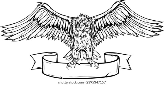 Vector Cartoon Bald Eagle With Wings