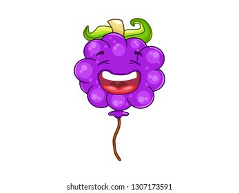 Vector cartoon balloon with cute face, funny grape balloon