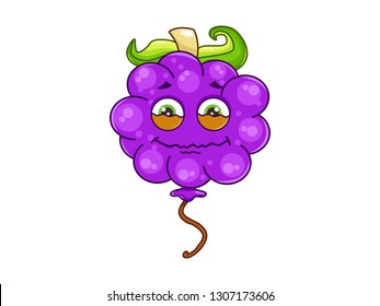 Vector cartoon balloon with cute face, funny grape balloon