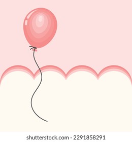 Vektorcartoon-Ballon, der auf fotografischem Hintergrund schwimmt