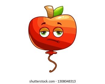 Vector cartoon balloon with funny face, cute apple balloon