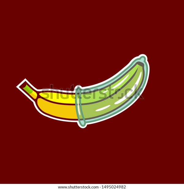 Vector Cartoon Banana Condom Illustration Safe Stock Vector Royalty Free 1495024982 