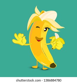 vector cartoon banana.
 Cute fruit vector character isolated.