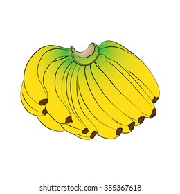 Vector cartoon banana on white background.