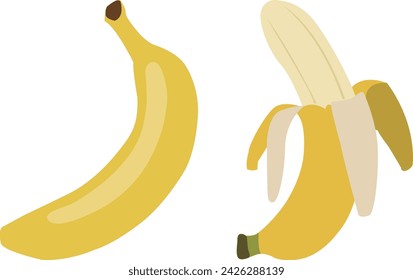 Vector cartoon bananas peel banana isolated on white background