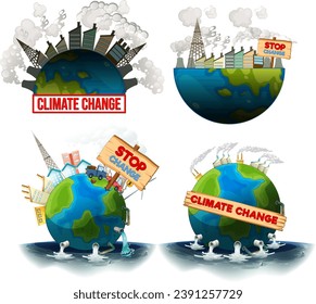 Cartel vectorial que ilustra la necesidad de salvar a la Tierra del cambio climático