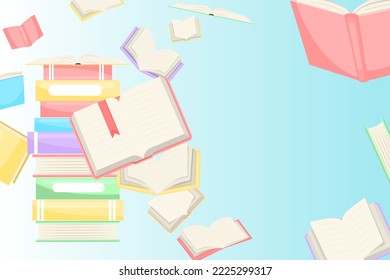 Vektorgrafik-Bannerbild für einen Buchladen oder eine Bibliothek. Das Konzept der Bildung und des Studiums