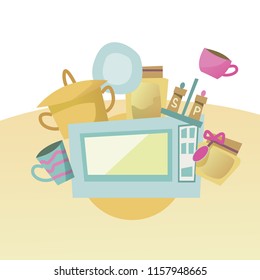 vector cartoon banner with kitchenware