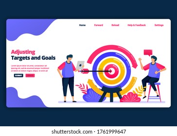 Vektorgrafik-Banner-Vorlage zur Anpassung von Zielen und Zielen an den Markt und die Kunden. Landing Page und Website kreative Design-Vorlagen für Unternehmen. Kann für Web-, Mobil-Apps, Poster verwendet werden