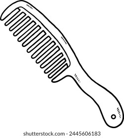 Vector Cartoon Barber Rake Comb Line Art