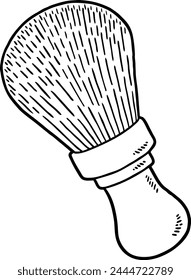 Vector Cartoon Barber Vintage Shaving Brush Line Art