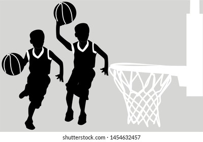 vector cartoon of basketball for boy on gray background