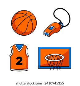 vector cartoon basketball equipment tools set