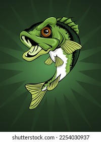 Vector Cartoon Bass Fish Mascot