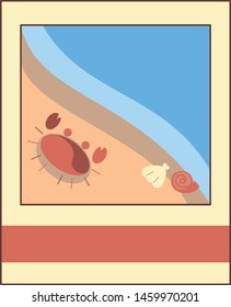 Vector Cartoon Beach Postcard Icon Illustration Isolated