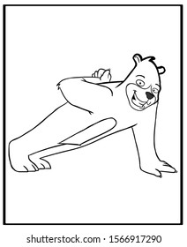 vector cartoon of bear. coloring book