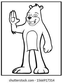 vector cartoon of bear. coloring book