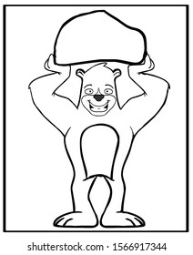 vector cartoon of bear. coloring book