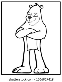 vector cartoon of bear. coloring book