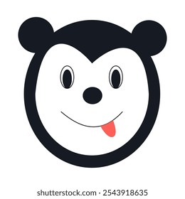 Vetor de um rosto de urso de desenho animado com expressão divertida e língua para fora.